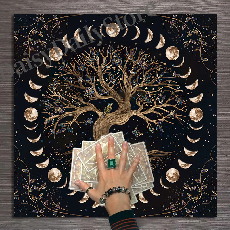 Tree of Life Tarot Card Tablecloth Moon Phase Altar Cloth Pagan Pendulum Witchcraft Astrology Card Mat for Room Home Decor table cloth tarot card table cloth tarot tablecloth