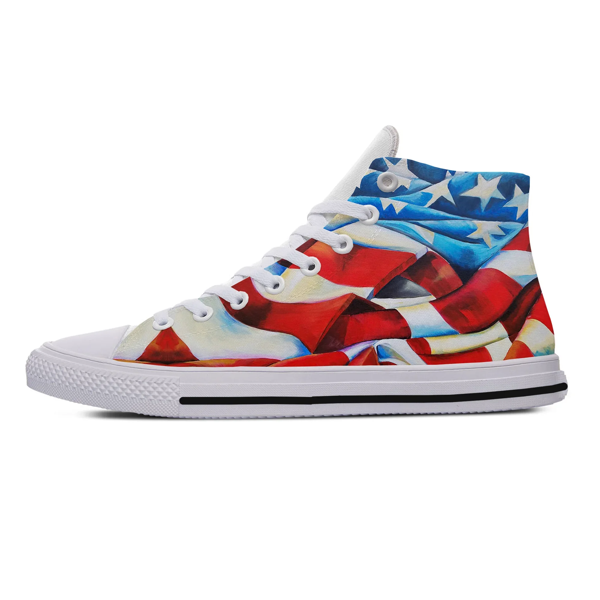 Hot Summer Summer Woman Man Powerful America Breathable Lightweight Sneakers Board Shoes Quality High Help USA Flag Canvas Shoes