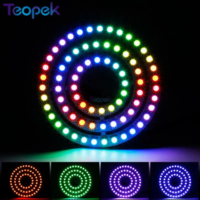 WS2815 Led Pixel Ring 12V Addressable 16 24 35 Leds 5050 RGB Led Diode Ring IC Built-in LED Dual-Signal led light led modules led module