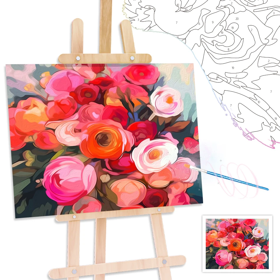 RUOPOTYPaintingByNumbersOilFlowerDrawingOnCanvasHandiworkWith