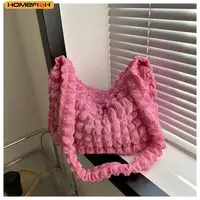 Sac bandoulière HOMEFISH avec design plissé, sac à bandoulière à carreaux brodés, sacs sous le bras, sacs fourre-tout matelassés simples de grande capacité 2