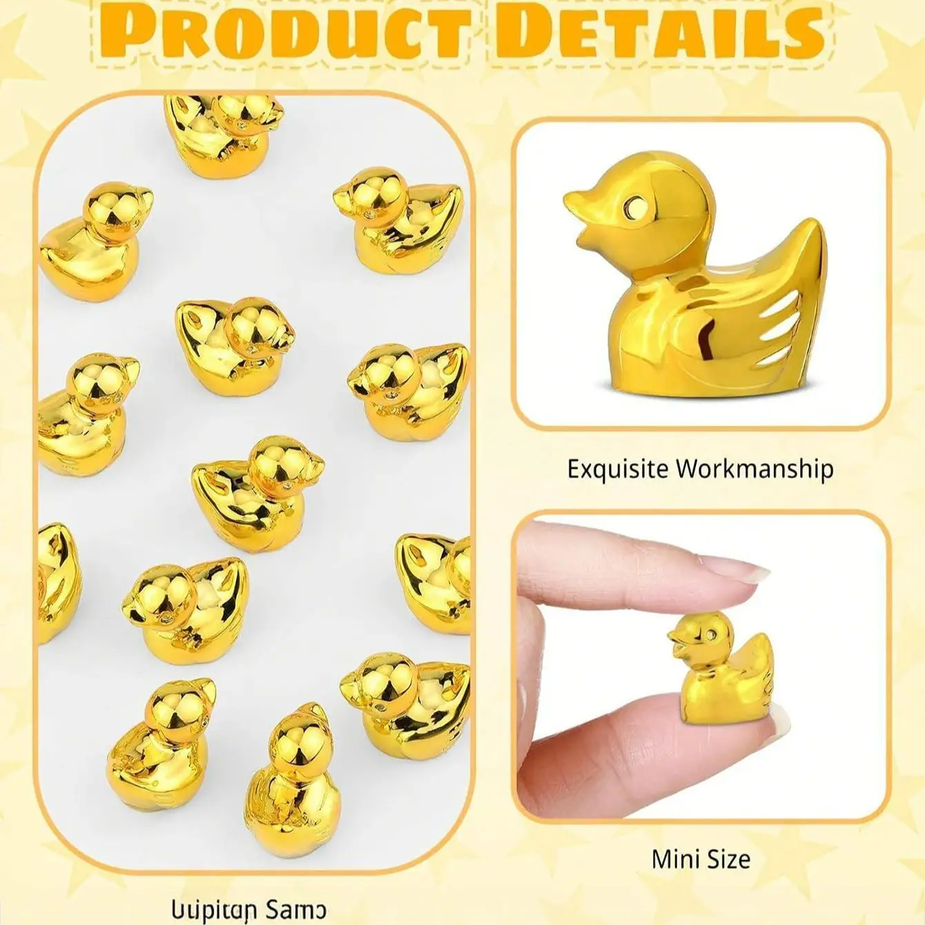 Mini Canards Dorés Décoratifs - Figurines Artisanales