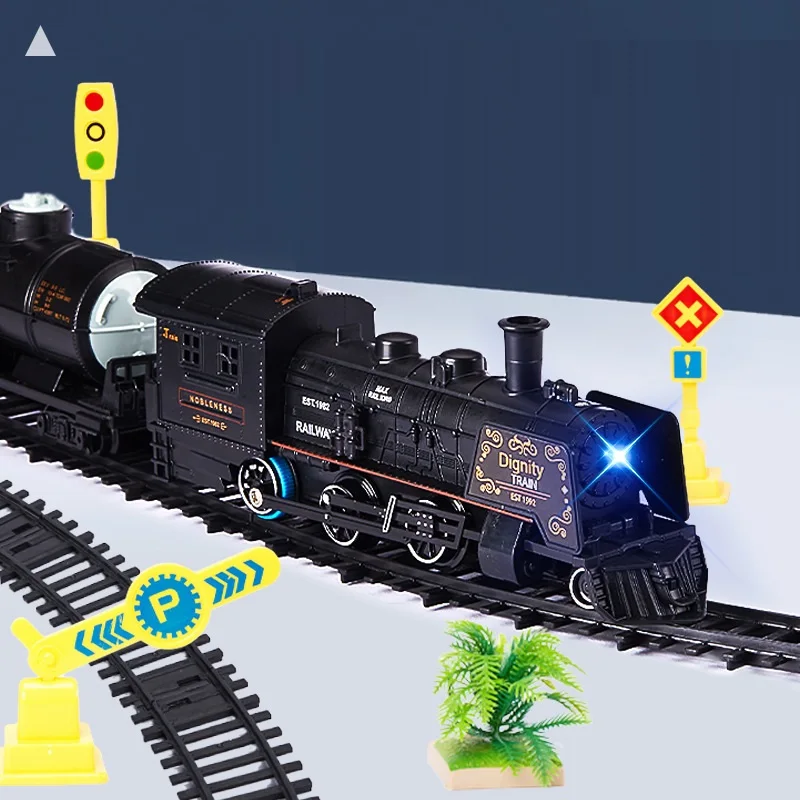 Children's Simulation Iectric Trains Toy Set Model Track Railway Toys Battery Drive Retro Classic Electric Train Educational Toy