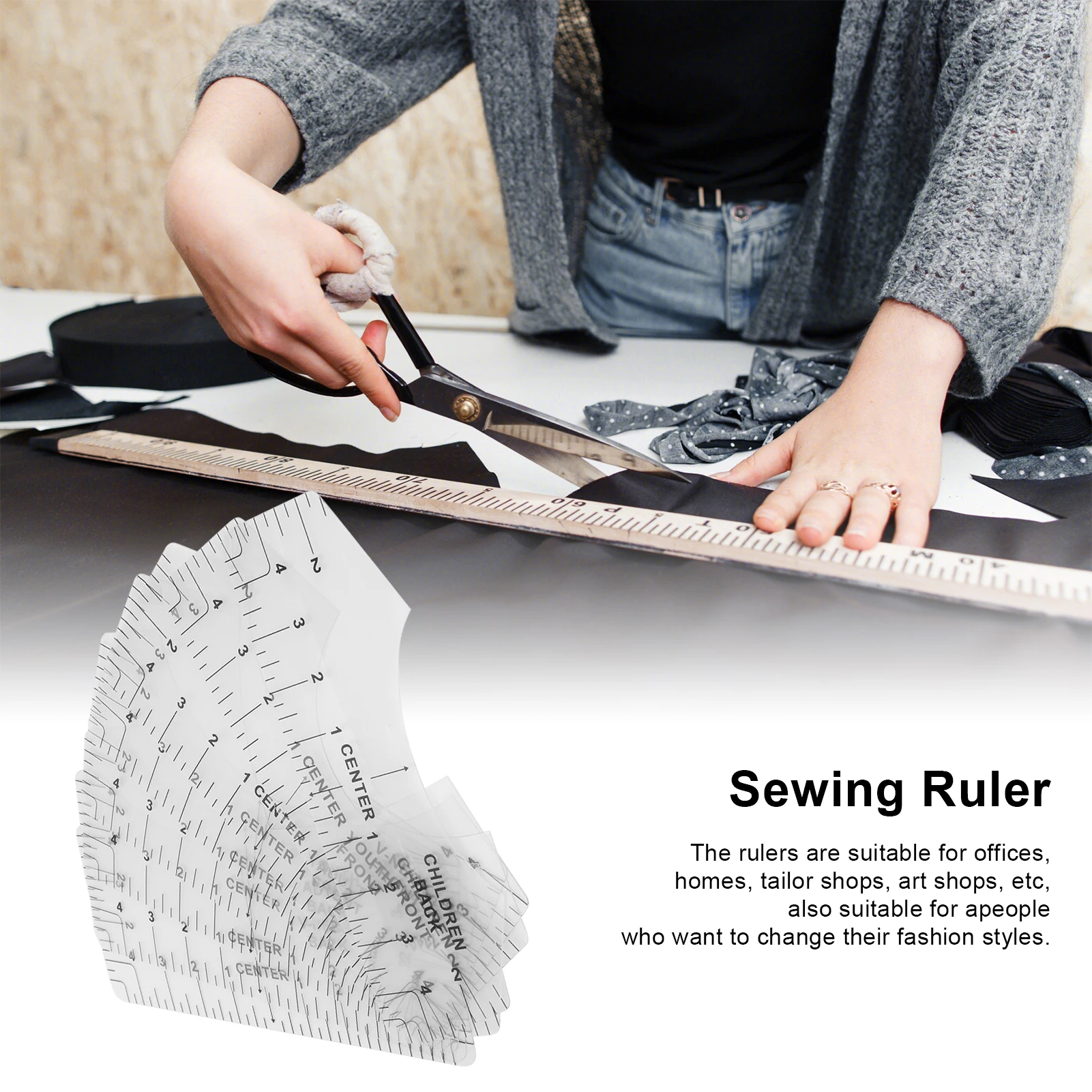 Tshirt  Ruler Alignment Tool Round Neck Calibration and Sewing Alignment Guiding For Clothing Design T‑shirt  Ruler