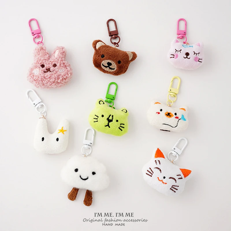 여성용 귀여운 봉제 곰 열쇠 고리, 만화 토끼, 카와이 키 체인, 독특한 디자인, 자동차 키 체인
