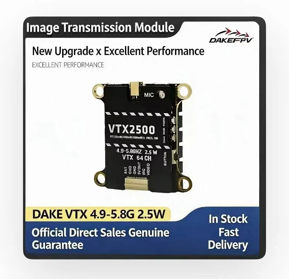 VTX DAKEFPV 5.8GHz 1.6W/2.5W Émetteur Vidéo FPV Longue Portée