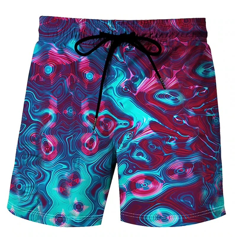 Classic Vertigo Pattern 3D Print Beach Short Pants Mens Rainbow Shorts Swim Trunks Kid Summer Board Shorts Funny  Mens Clothing  3