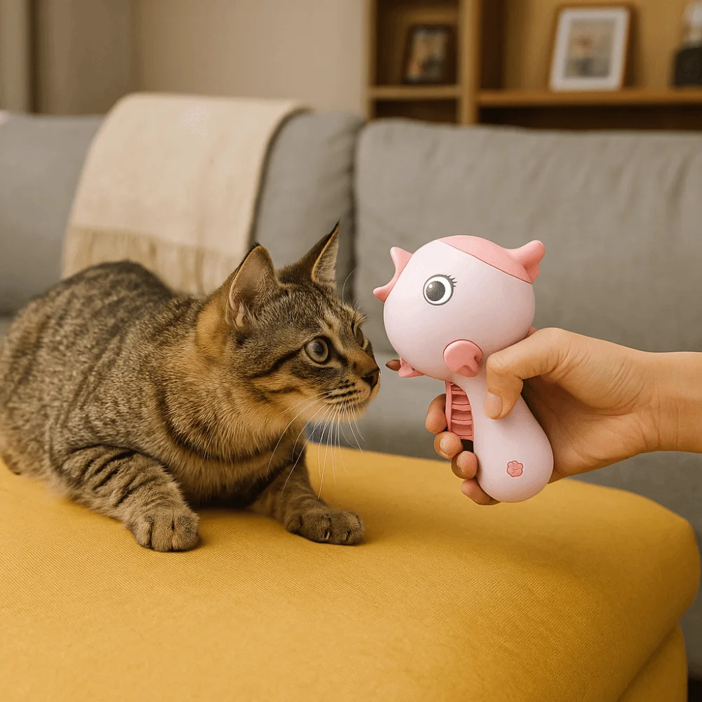 Handheld Dog Snack Launcher Cartoon Portable Dog Snack Feeder Automatic Plastic Interactive Toy Pet Training Reward