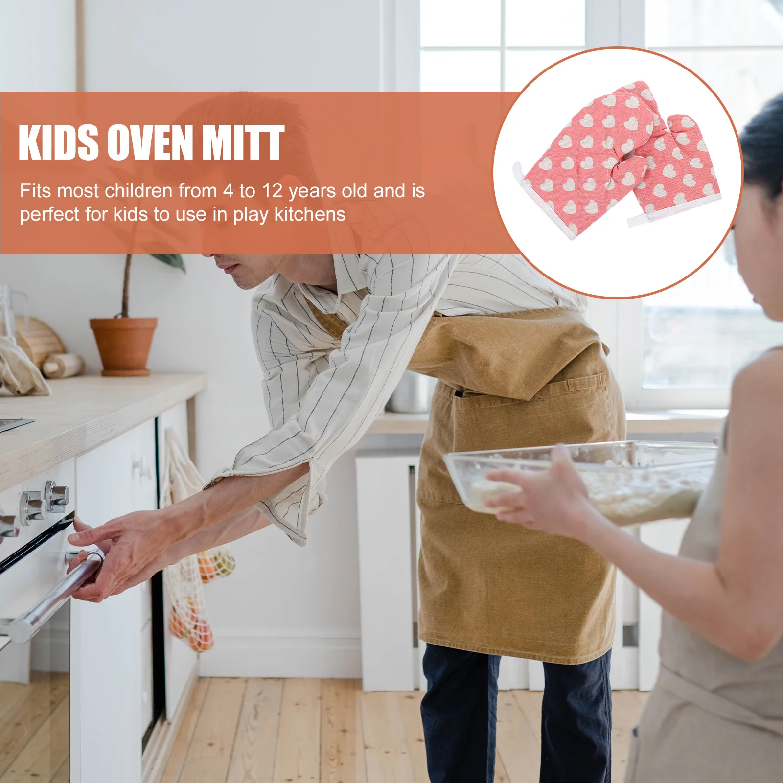Kids Oven Mitts Heat Insulation Anti Scald Small Cooking Gloves Cotton Kitchen Mittens Baking Tools Children Cooking Mitts 2 Pcs