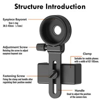 Universal Cell Phone Adapter Bracket Mount Support Eyepiece Dia 26-43.5mm for Binocular Monocular Spotting Scope Telescope 2