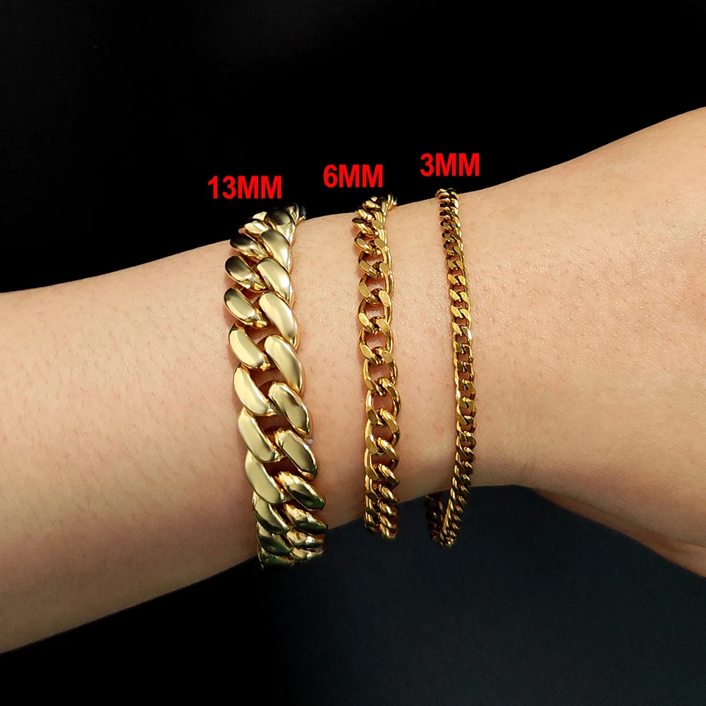 Trendy Cuban Chain Men Bracelet Classic Stainless Steel 3/6