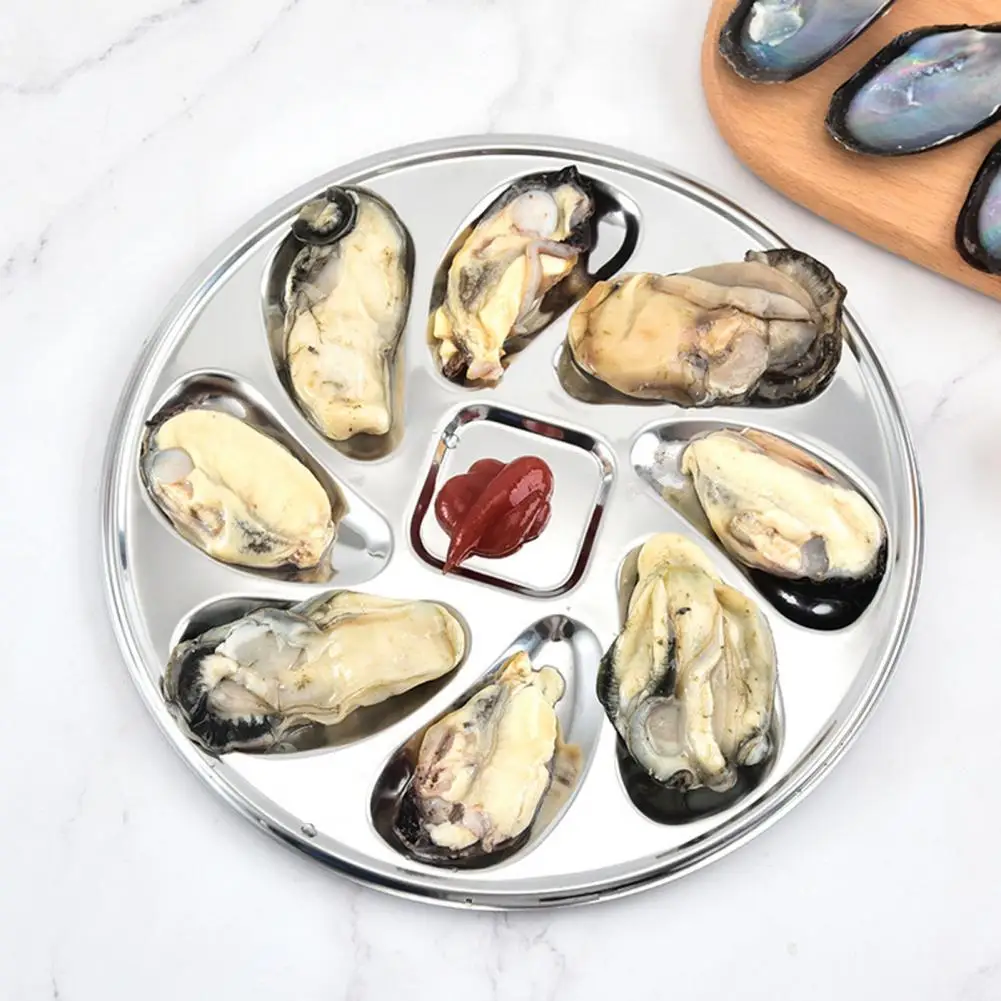 Oyster Serving Plate Simple 8 Slots Seafood Grilling Oysters Dish 8 Slots Oysters Tray