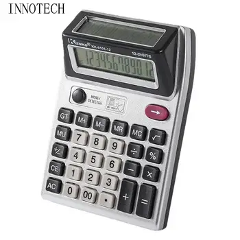 Dual Screen 12 Digits Calculator Large Screen Display Battery Powered Mechanical Calculator with Banknote Detector Lamp Portable