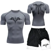 New MMA Boxing Compression Set Sportwear for Men Quick Dry Gym Shorts T Shirt Running Workout Tight Sport Rashguard 2PCS Suit - Image 5