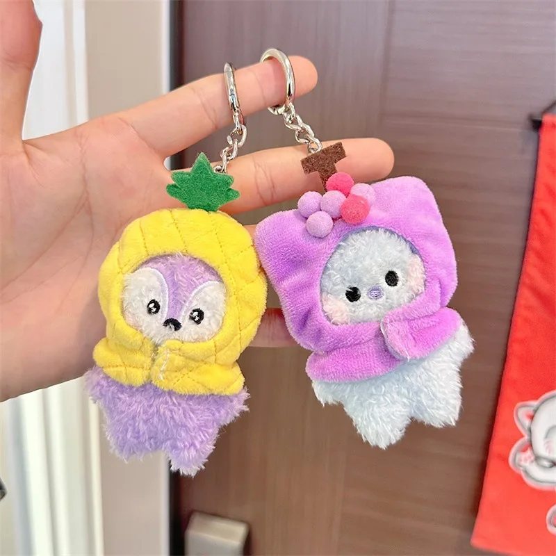 BEAST KINGDOM BT21 Fruit Head Cover Series Plush Pendant Anime Plush Keychain Cute Cartoon Bag Pendant Accessories Birthday Gift