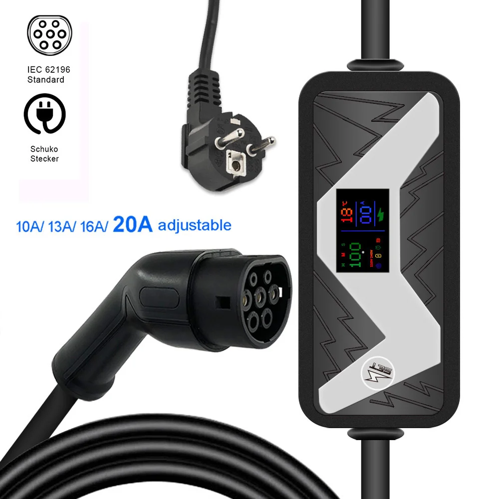 

Зарядная Станция для электромобилей типа 2 Wallbox IEC 62196-2, стандарт 2, с кабелем 5 м Schuko, регулировка 2 10 А/13 а/16 А/20 А