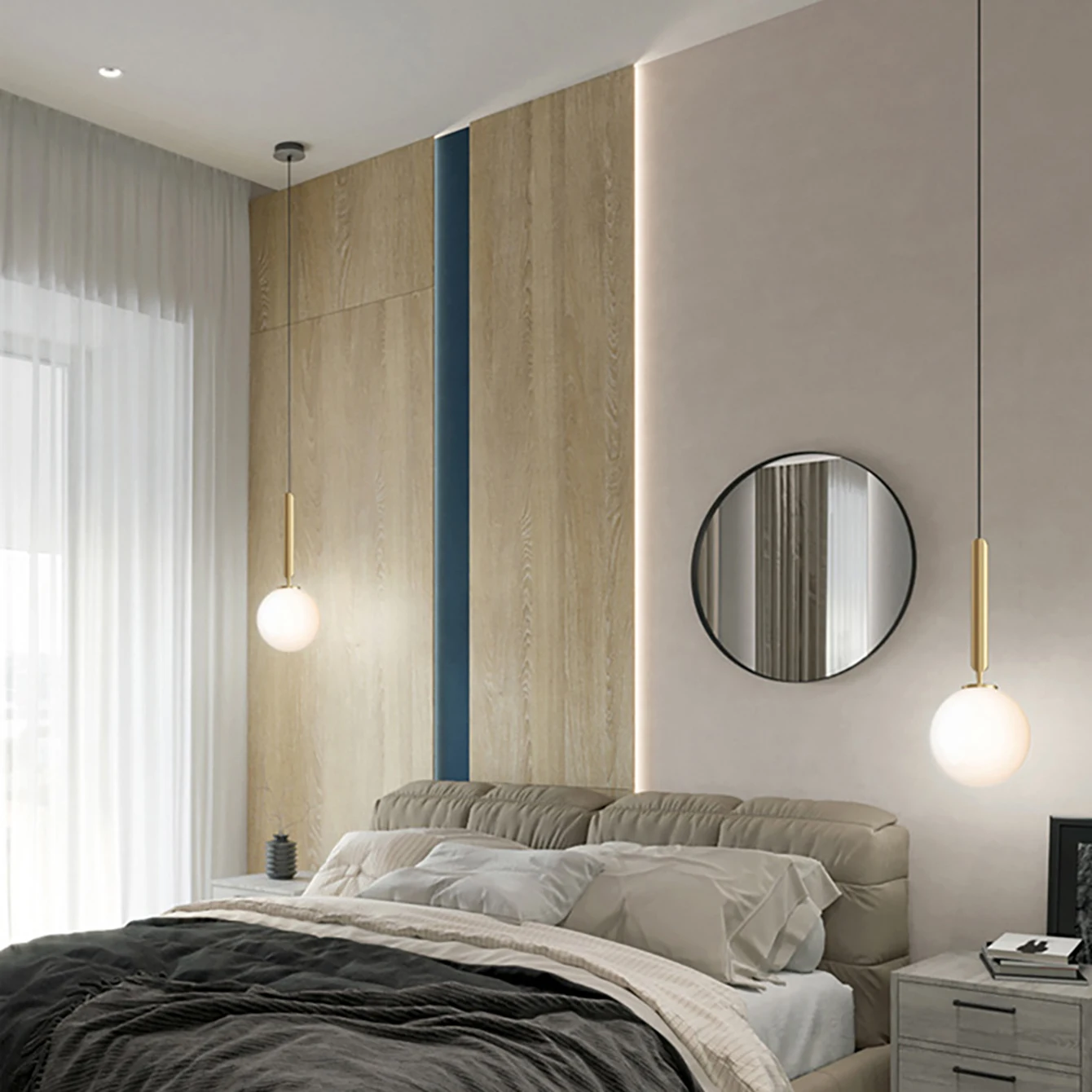 Description Picture 4 of itemGlass pendant light gold bedroom light metal restaurant atmosphere pendant light complimentary light bulb