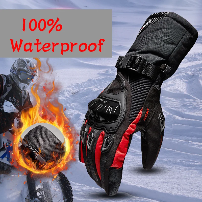 SUOMY 남성용 오토바이 장갑, 100% 방수 방풍 겨울 모토 장갑, 터치 스크린, Gant Moto Guantes 오토바이 라이딩 장갑