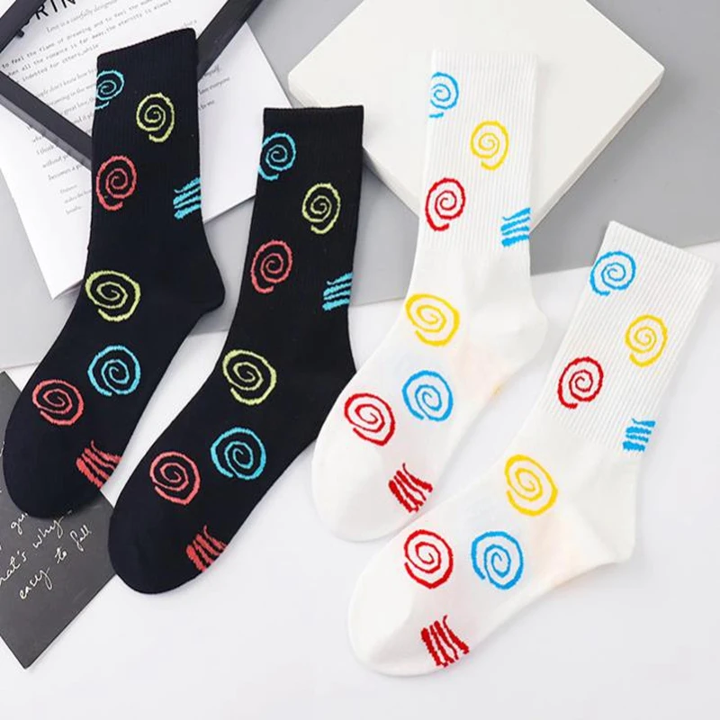 New Black White Cute Socks Personality Cartoon Creative Doughnut Pattern In The Cylinder Cotton Girl Socks Good Quality Hot Sell