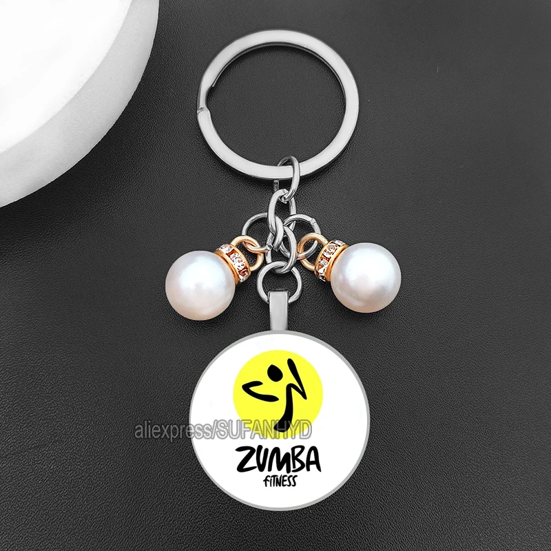 I Love Zumba Keychains for Women Pearl Keychain Lovely Fitness Key