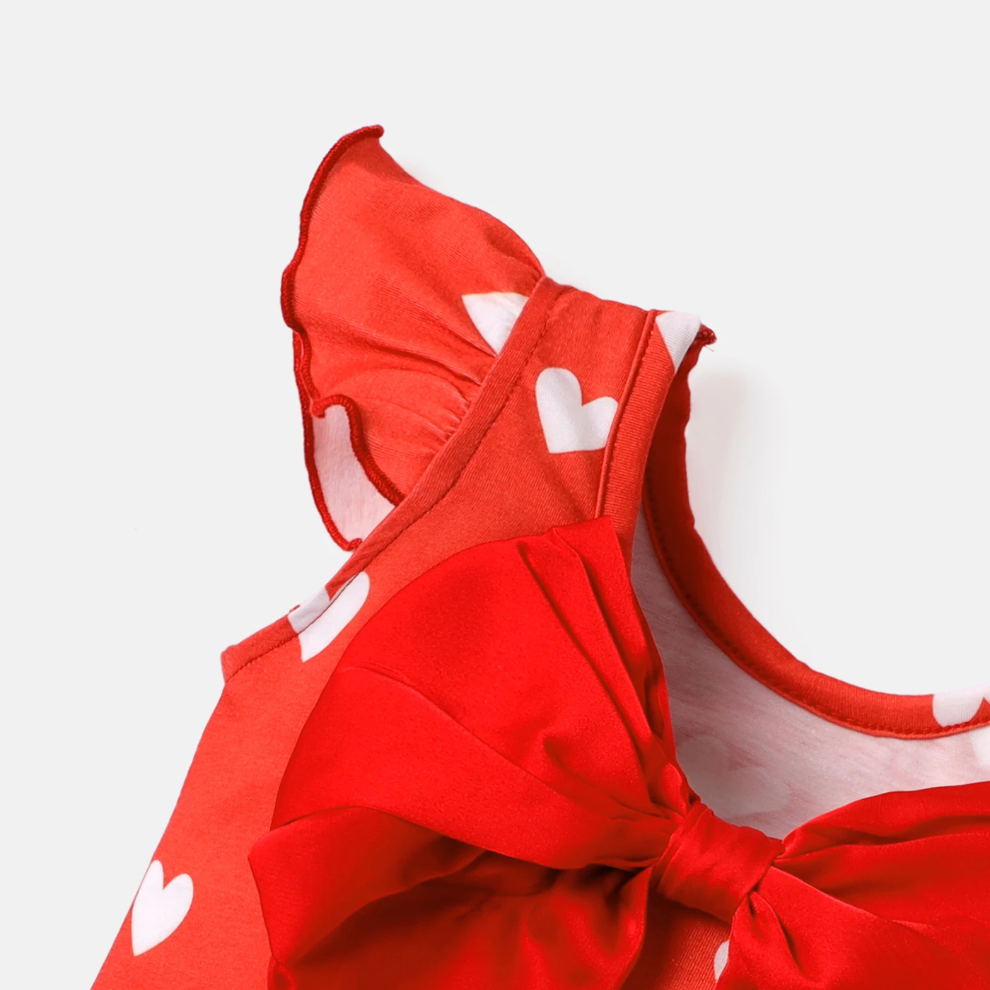 PatPat ߷Ÿε  ҳ Naia Allover Heart Print Bow Decor Flutter-sleeve Romper