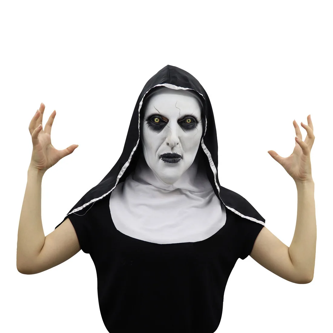 

Halloween Nun Mask Horror Latex Masks Cosplay Mascarillas Valak Face Masques With Headpiece Wholesale And dropshipping