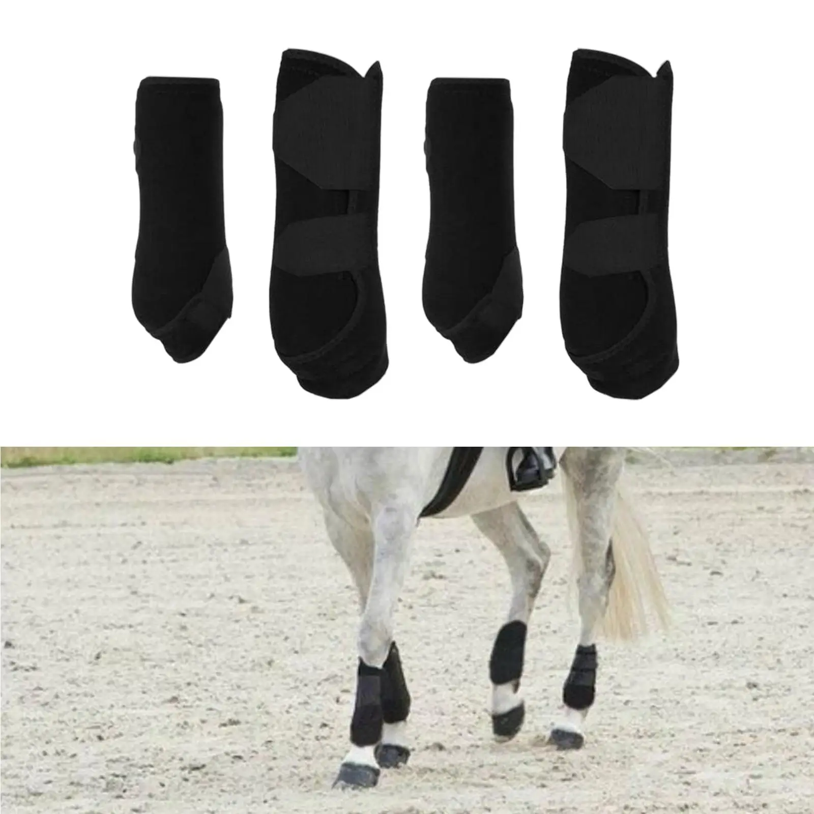 4 Horse Boots, Leg Protection, Shock Absorb, Tendon Protector, Neoprene