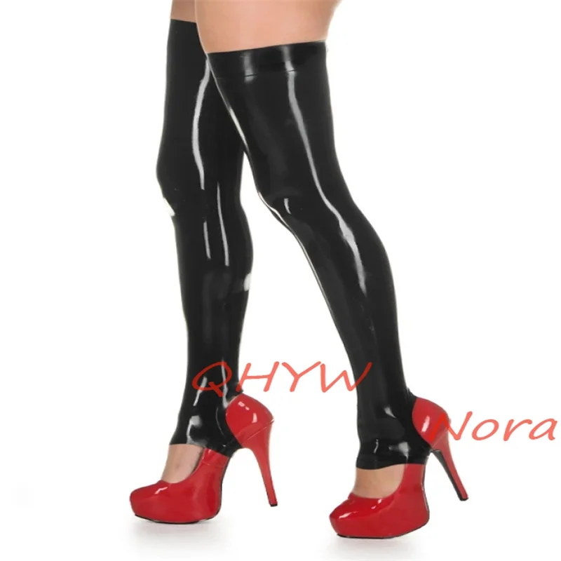 

Latex Stockings Red Handmade Rubber Long Tight Socks Over Knee for Women Wear with Dress Cosplay Costumes