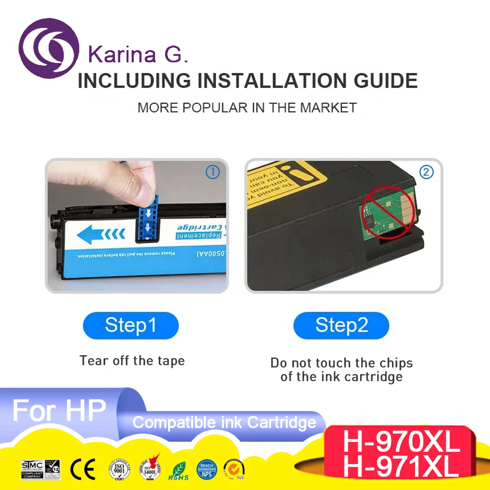 970 970XL 971 971XL Premium Color Compatible Inkjet Ink Cartridge For 970 for  O