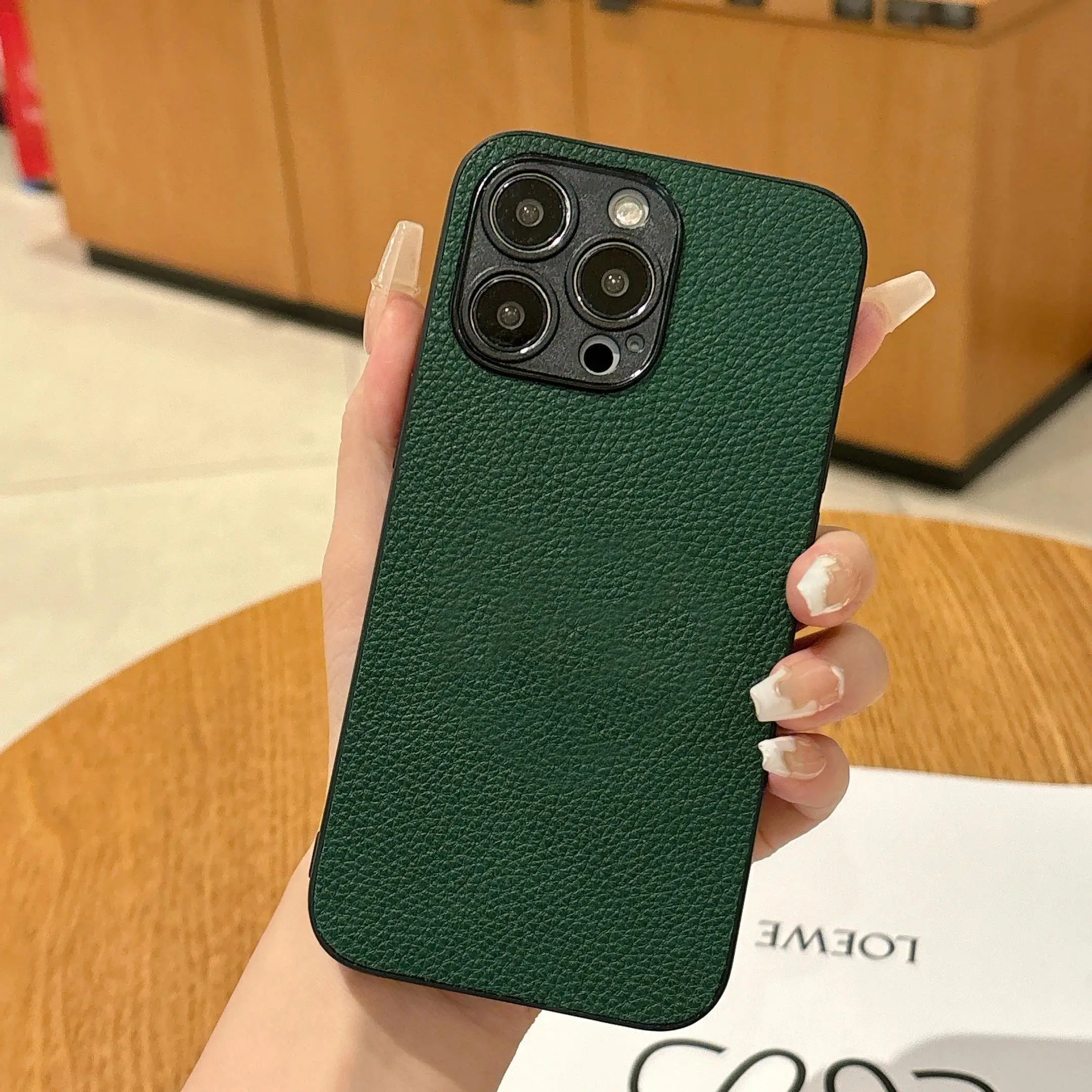 Elegant Lychee Pattern Leather Soft Phone Case - Shockproof and Anti-drop Design