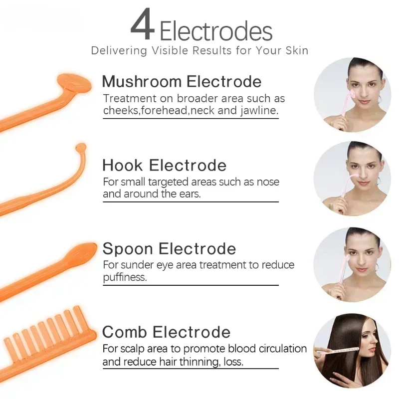 4in1 Facial Beauty Machine High Frequency Electrotherapy Wand Neon Argon Wands Remove wrinkles Rejuvenation Tightening Skin Care Electrotherapy Skin Care Tool,Skin Care Device