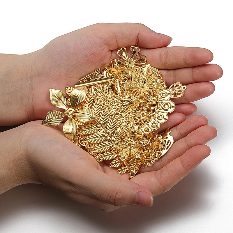 

50 г/партия, металлические подвески для бусин, в виде листьев