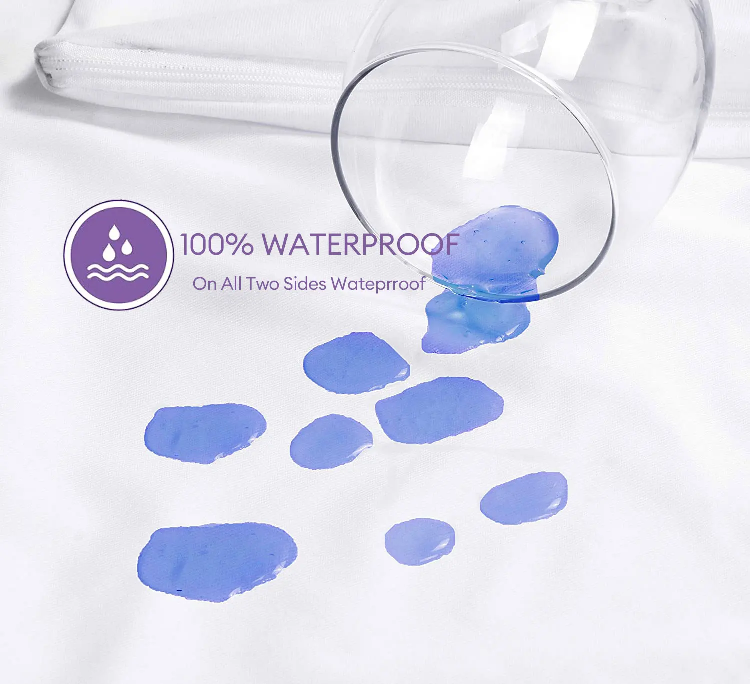 1pc Waterproof Pillow Cover Cotton Terry Fabric Zipper Pillow Protector Bedbug Proof & Hypoallergenic 50x70cm 3