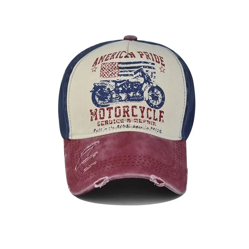 Men Print Cotton Adjustable Snapback Caps Fashion Motorcycle Graffiti Washed Baseball Cap Summer Hip Hop Sun Dad Hat,baseball cap,baseball caps