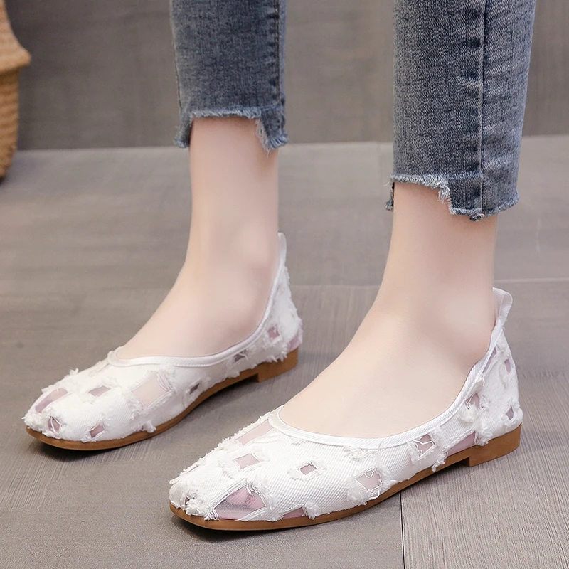

Canvas Hole Breathable Low Heels Platform Shoes for Women Sneakers Zapatillas Women's Zapatos Mujer Woman 2022 Chaussure Summer