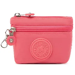 Sleek Women's Nylon Waterproof Wallet with Keychain & Coin Holder (Dark Pink)