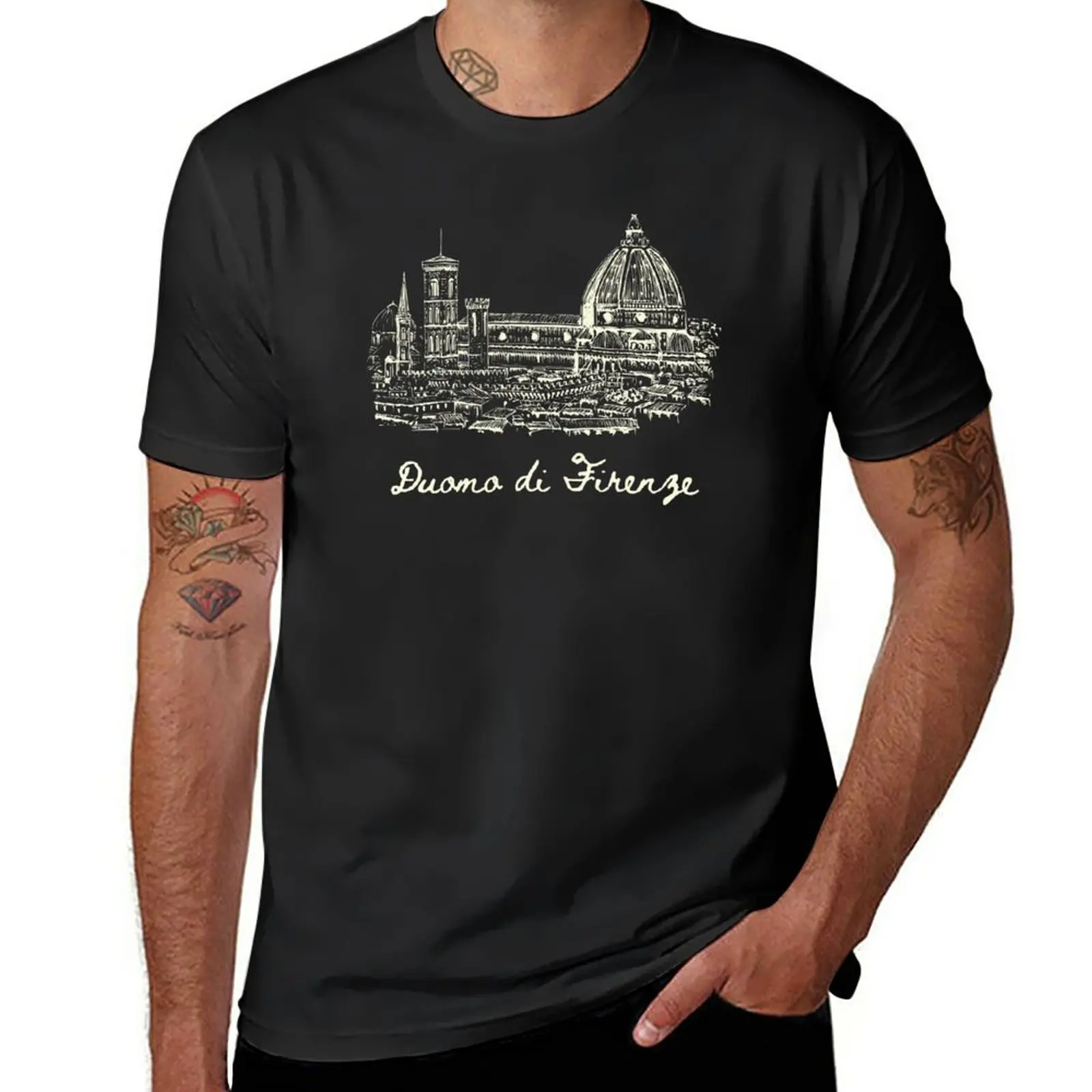 Мужская хлопковая футболка Duomo di Firenze, черная футболка с изображением флорентийского собора