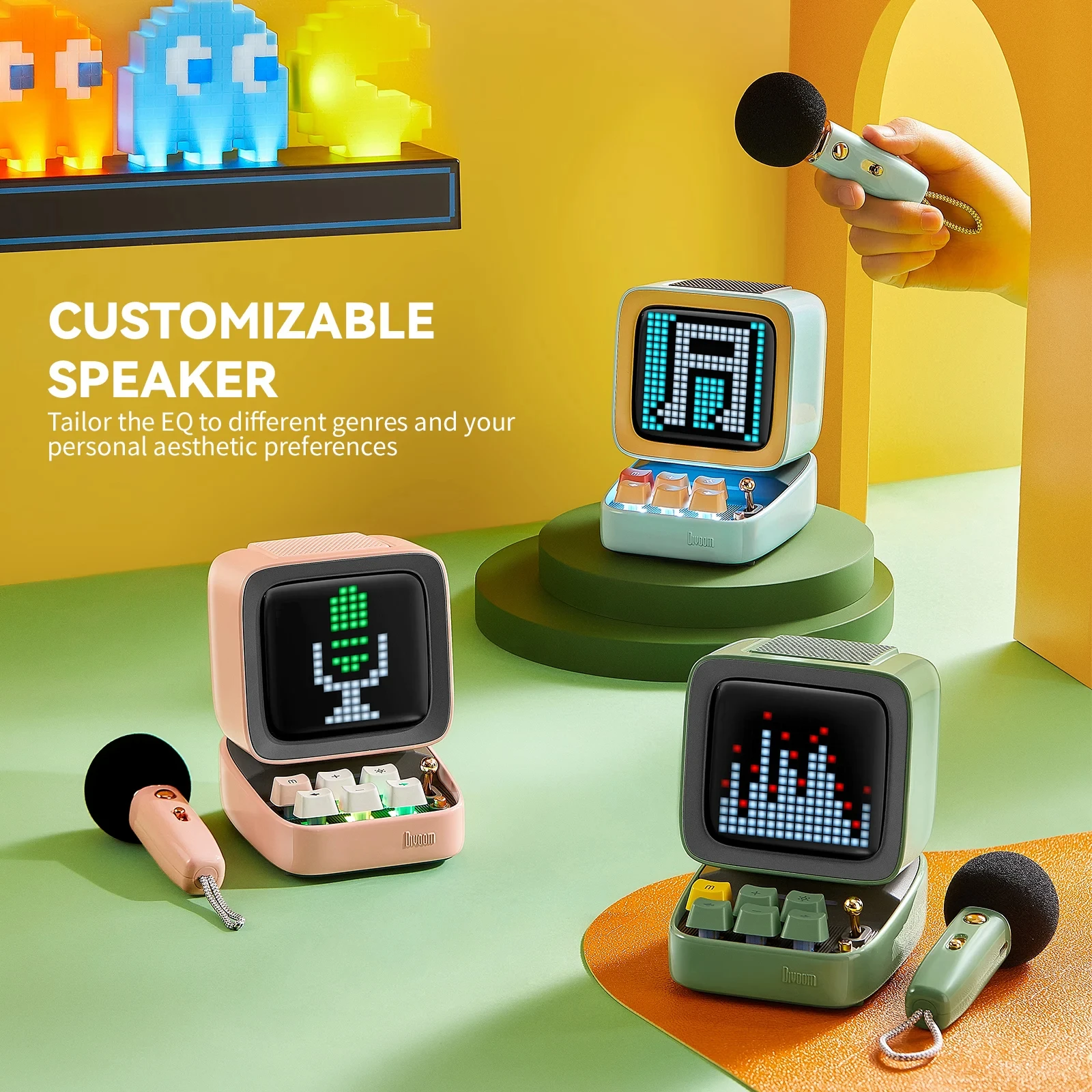 Divoom Ditoo-Mic Bluetooth スピーカー、カラオケマイク付き