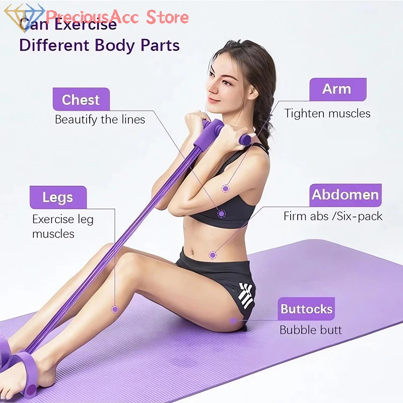 Multifunction Tension Rope, 6-Tube Elastic Yoga Pedal Puller Resistance Band, Natural Latex Tension Rope Fitness Equipment