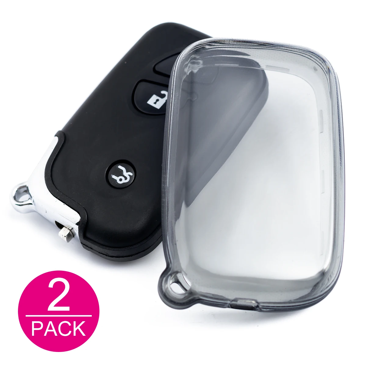 Sleek Black Transparent Car Key Fob Case with Keychain