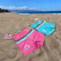 Y2k Retro millennium Girly style subculture hanging neck suspender Sexy Cutie summer beach kawaii classic comfortable bikini set