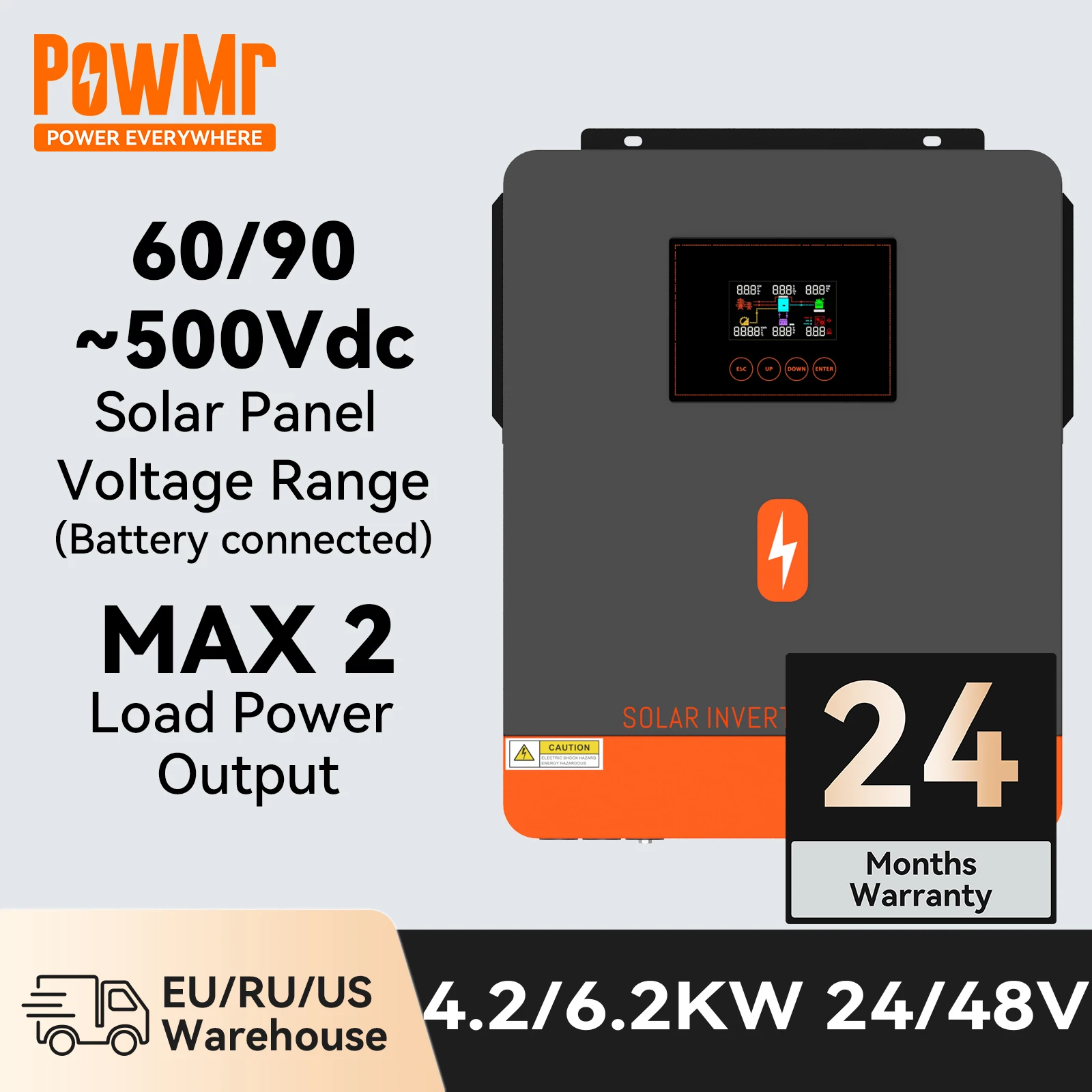 PowMr 3600W Solar Hybrid Wechselrichter 24V DC bis 220V/230V AC mit 120A MPPT Solarregler Max.PV-Eingang 500V, Arbeiten Sie mit 24V Blei-Säure und Lithium Batterien PowMr 3600W Solar Hybrid Wechselrichter 24V DC bis 220V/230V AC mit 120A MPPT Solarregler Max.PV-Eingang 500V, Arbeiten Sie mit 24V Blei-Säure und Lithium Batterien