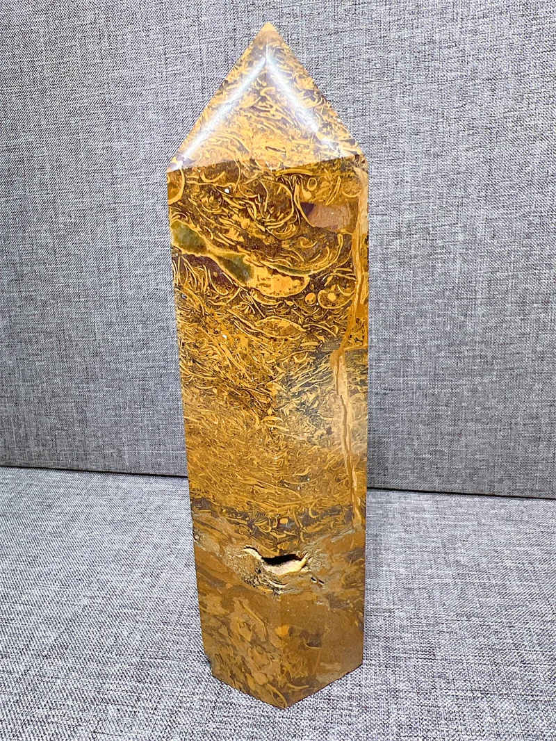 

Natural Gold Jasper Tower Free Form Tumble Slab Crystal Mineral Madagascar Healing Palm Workmanship Ornament Carving Chip Natu