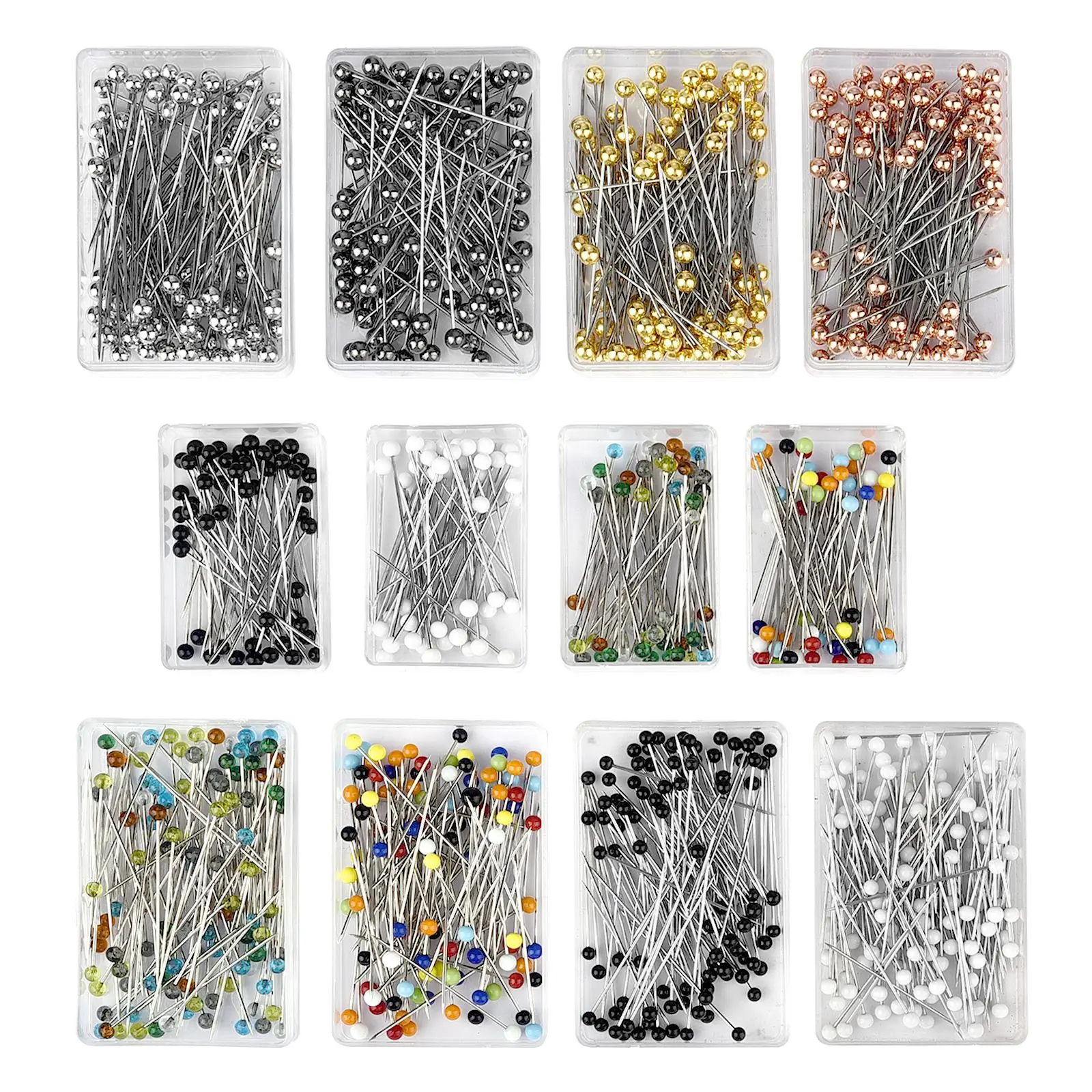 50/100Pcs Fashion Sewing Needles Colored Glass/Ceramics Head Bead Pin Stitch Knitting Needles Sewing Fixed DIY Safety Pin 32mm sewing needles