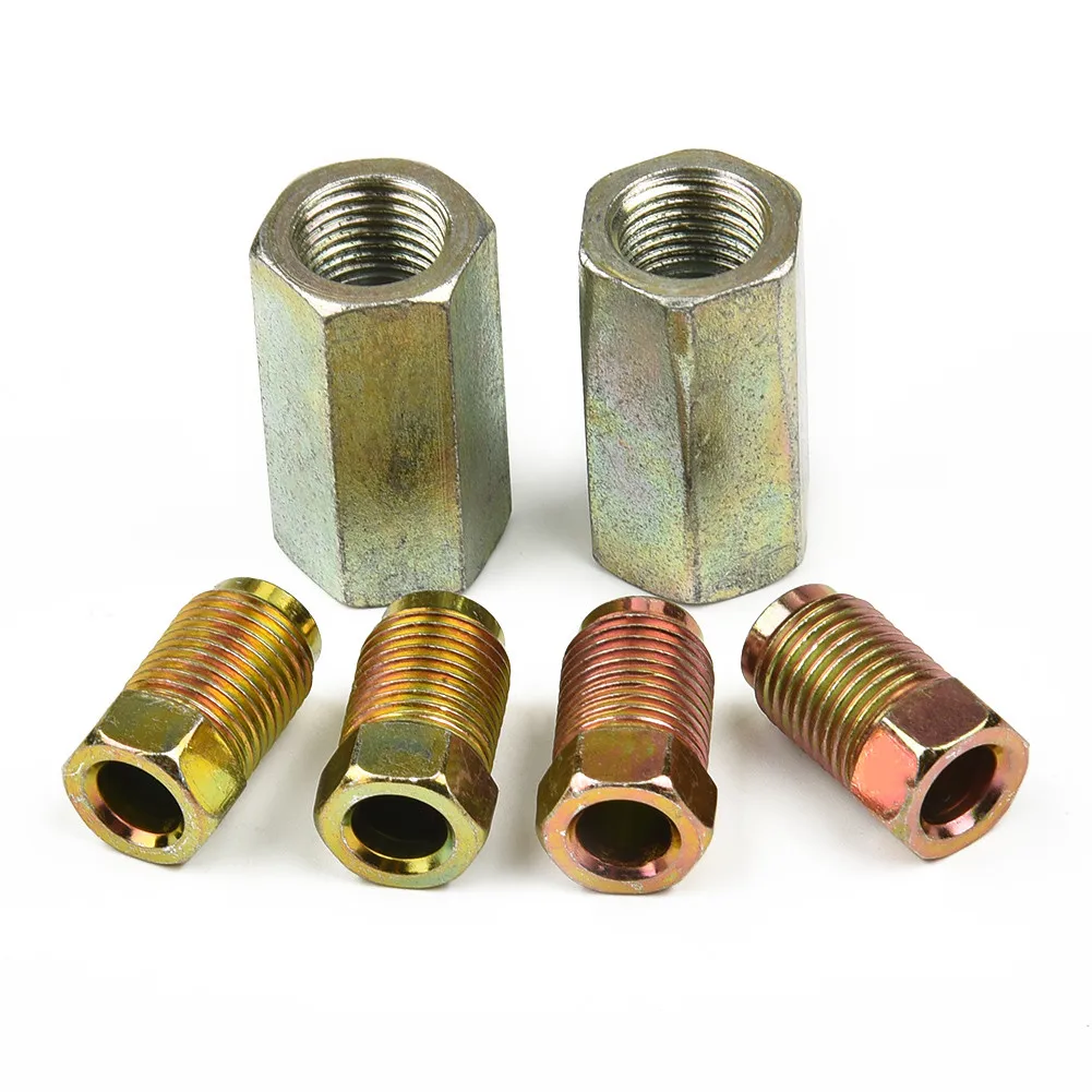 Brake Pipe 2 Qty 2 Way Female Brake Pipe Connector With 4 M10 10mm Male Nuts Short 3/16 " Union 10mm X 1mm 6pcs brake oil connector brake adapter car brake pipe repair kit