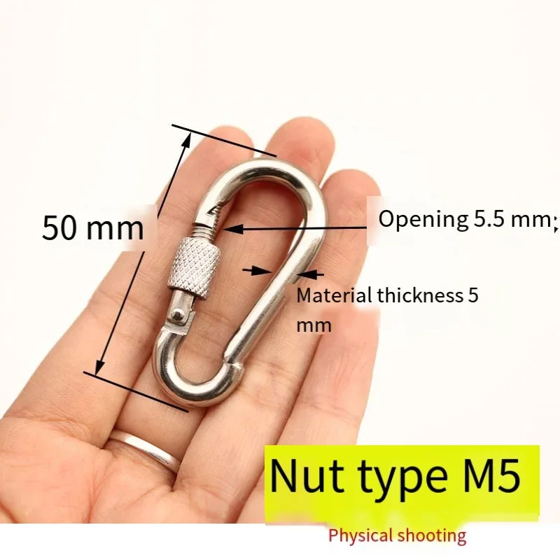 M4 M5 M6 M8-M12 304 Stainless Steel Spring Snap Hook-Heavy Duty Locking Carribenares For Climbing Normal Form 1Pcs