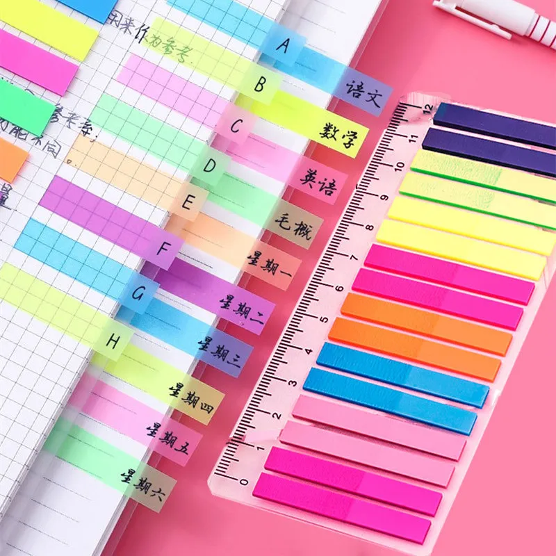 KindFuny 320 Sheets Transparent Sticky Notes Self-Adhesive Annotation Books Bookmarks Memo Pad Index Tabs Stationery 2