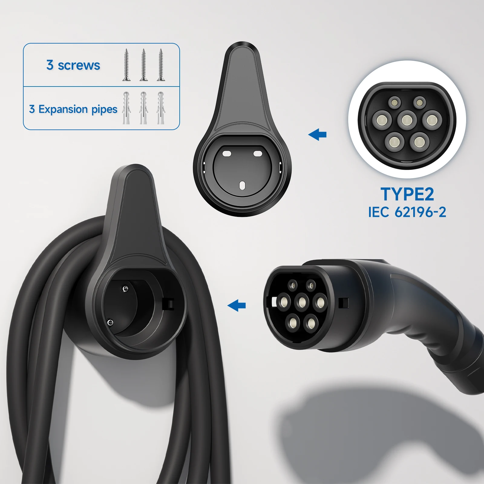 AFEEV Type 2 EV support de chargeur chargeur prise support mural Wallbox prise pistolet de charge de voiture électrique pour chargeur IEC 62196-2