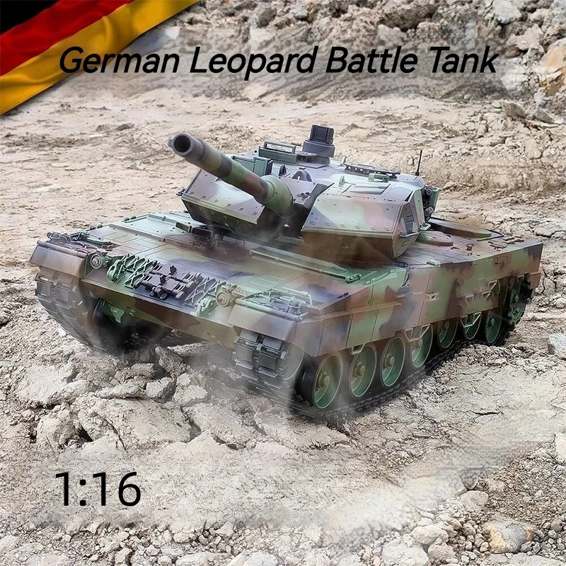 1:16 Henglong 3889 German Leopard Heavy Tank Simulated Sound Effect Metal Rocker Arm Remote Control War Car 2