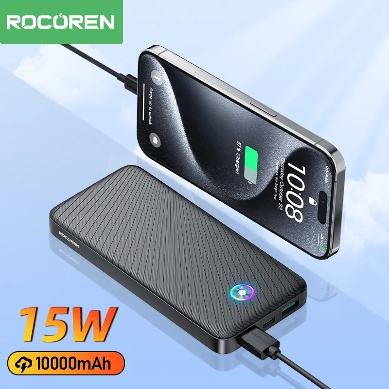 

Внешний аккумулятор Rocoren, 15 Вт, 10000 мАч, USB Type-C